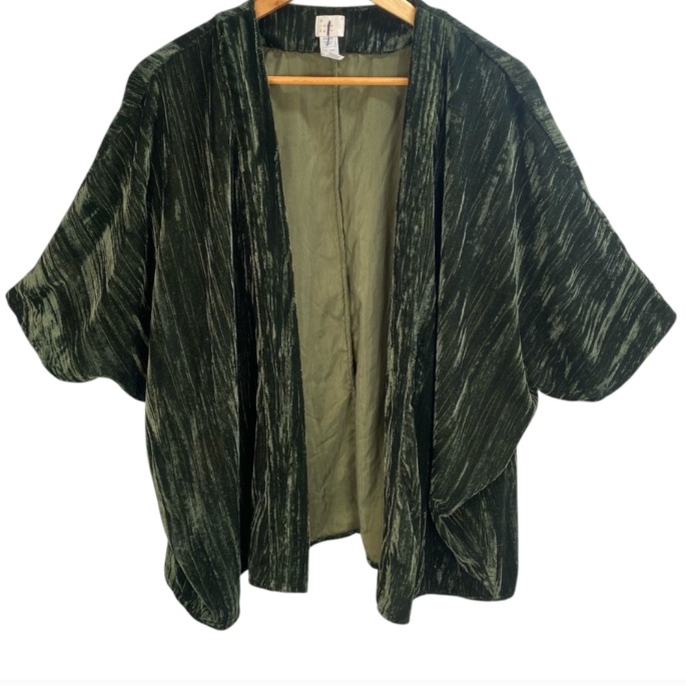 A New Day Green Velvet Kimono Cardigan OS